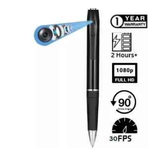 1080P HD Hidden Pen Camera Spy Audio Video Recorder with Lens Shutter, 2 Hours Plus Battery Backup