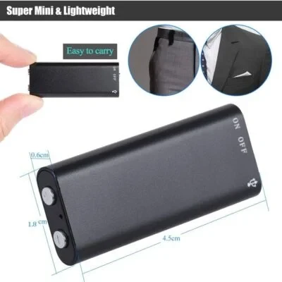 Mini Small Spy Voice Recorder up to 12 Hours Battery Backup, Inbuilt Memory 8GB Spy Voice Recorder, Crystal Clear Digital Recording with Sensitive Noise Recording Mode, Intelligent Dynamic Microphones Noise Reduction 360 Degree Panoramic Recordings