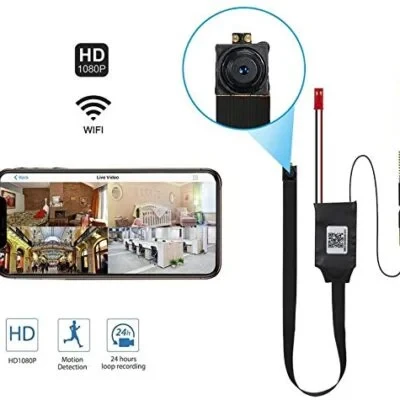 1080P HD WiFi Button Camera Live Monitoring, Smallest Spy Camera Module, WiFi Spy Hidden Camera Motion Detection, Remote Live View, Micro Pinhole Lens Hidden Camera up to 18 Days Loop Recording